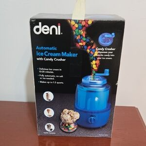 Blue Automatic Ice Cream Maker with Candy Crusher